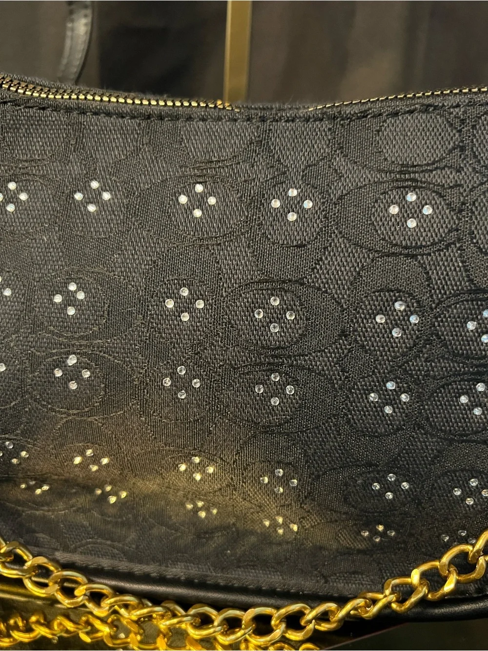 Coach Black Shoulder Bag with Gold Chain